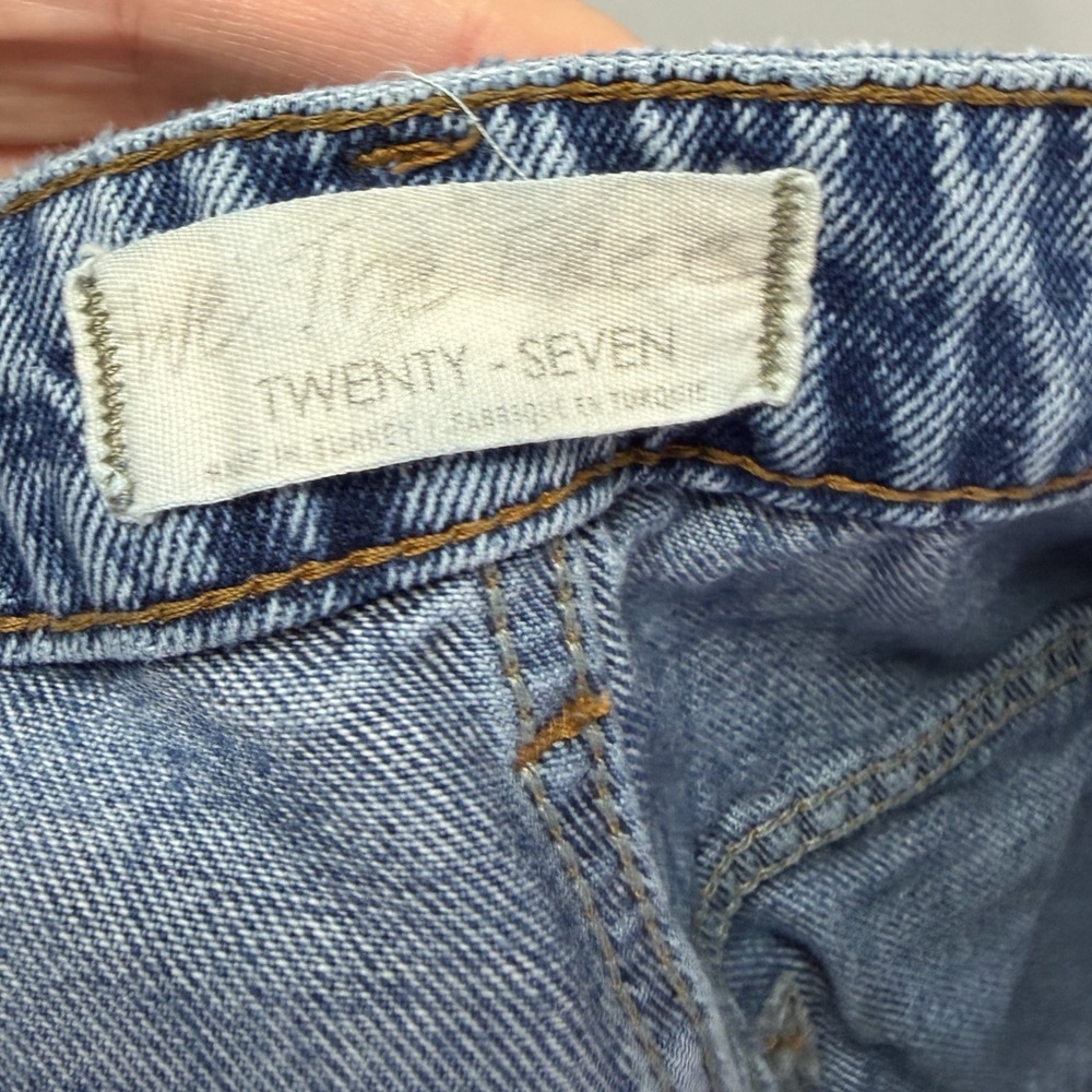We The Free by Free People Dakota Straight Leg Distressed Fray Hem Jeans Size 27 - Picture 9 of 11